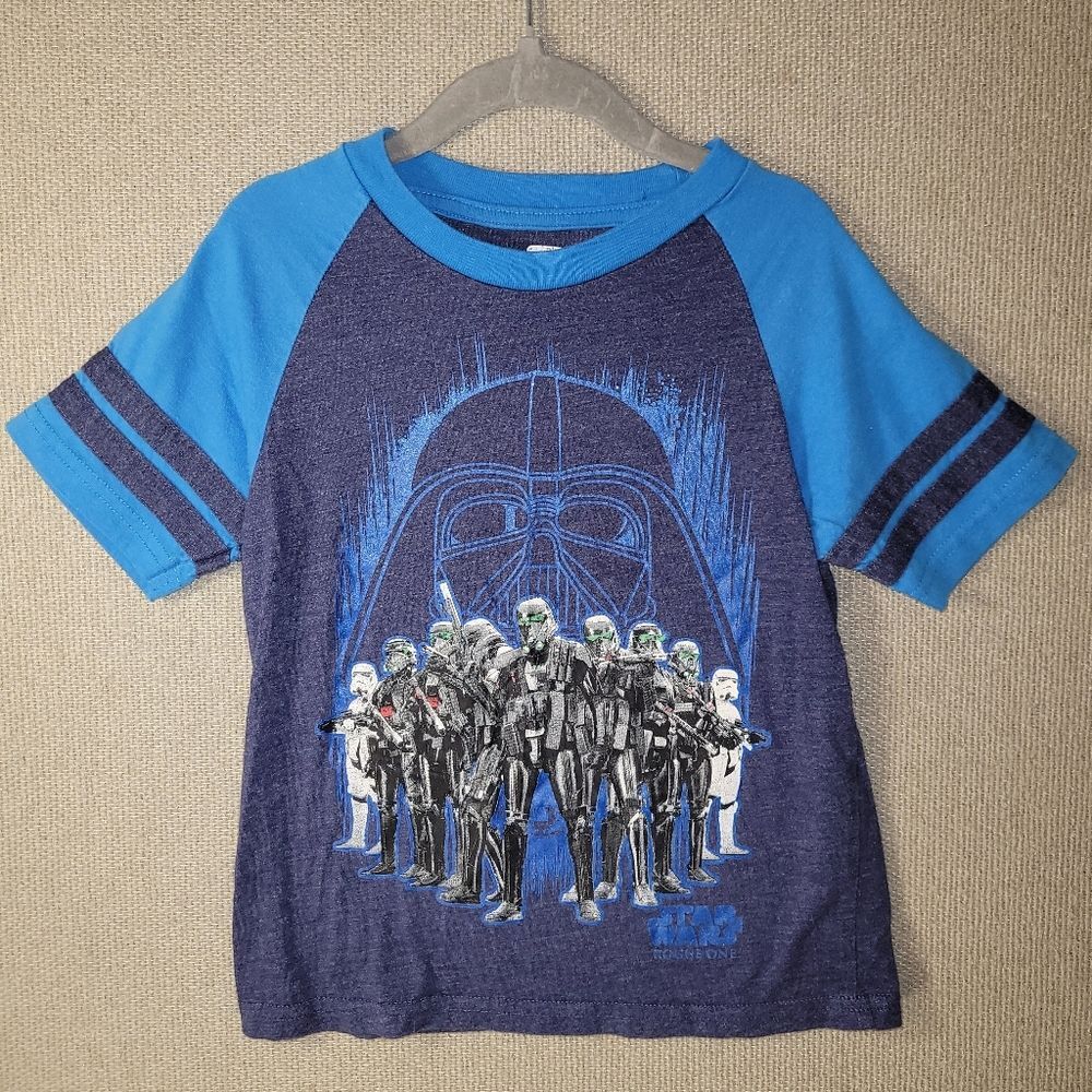 Star Wars Size XS 4/5 Blue and Gray Short Sleeve Shirt